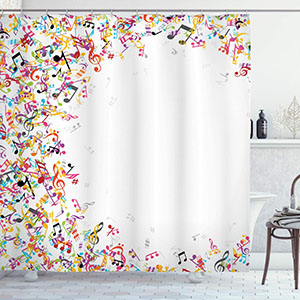 Ambesonne Music Decor Shower Curtain Set