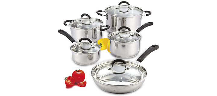 Cook N Home 10-Piece Stainless Steel Cookware Set