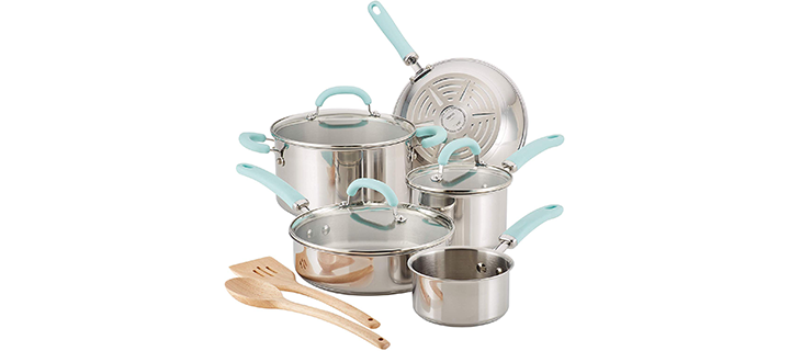 Rachael Ray Create Delicious Stainless Steel Pots and Pans Cookware Set
