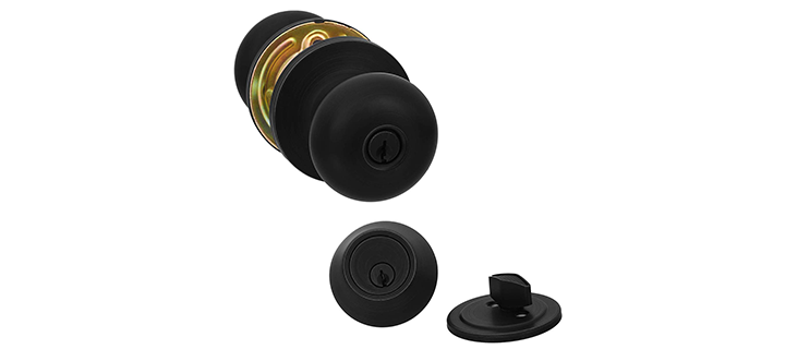 AmazonBasics Exterior Door Knob With Lock and Deadbolt