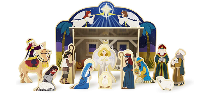Melissa & Doug Classic Wooden Christmas Nativity Set